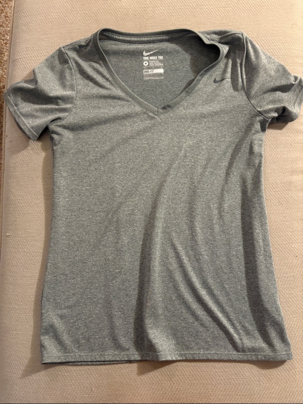 Nike Women's Gray V-Neck Short Sleeve Dri-fit Tee
